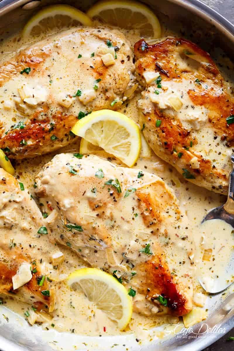 Minute Lemon Chicken Scallopini with Garlic Cream Sauce